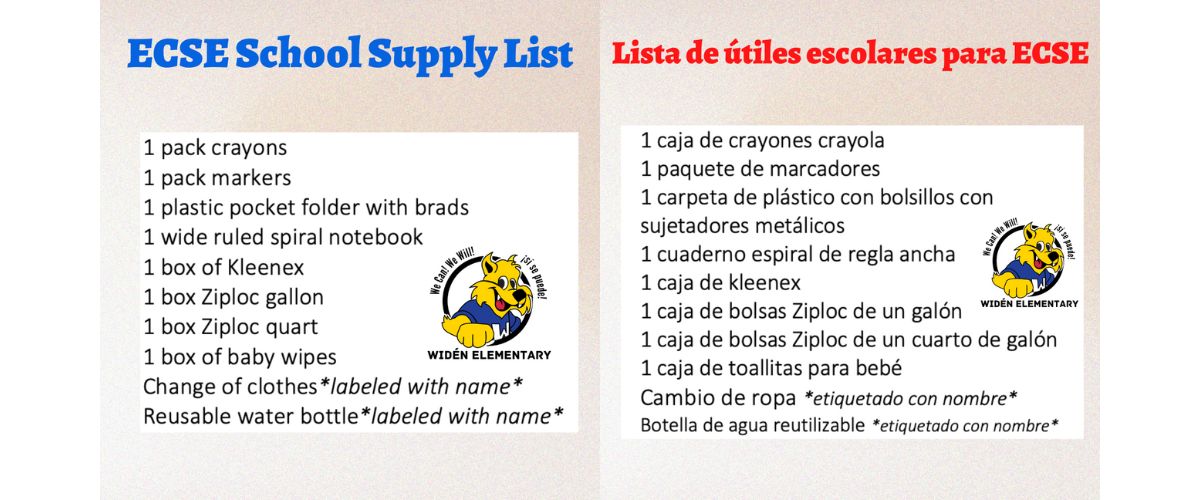 ESCE School Supply List