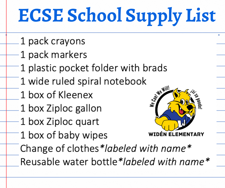 ESCE School Supply List- English